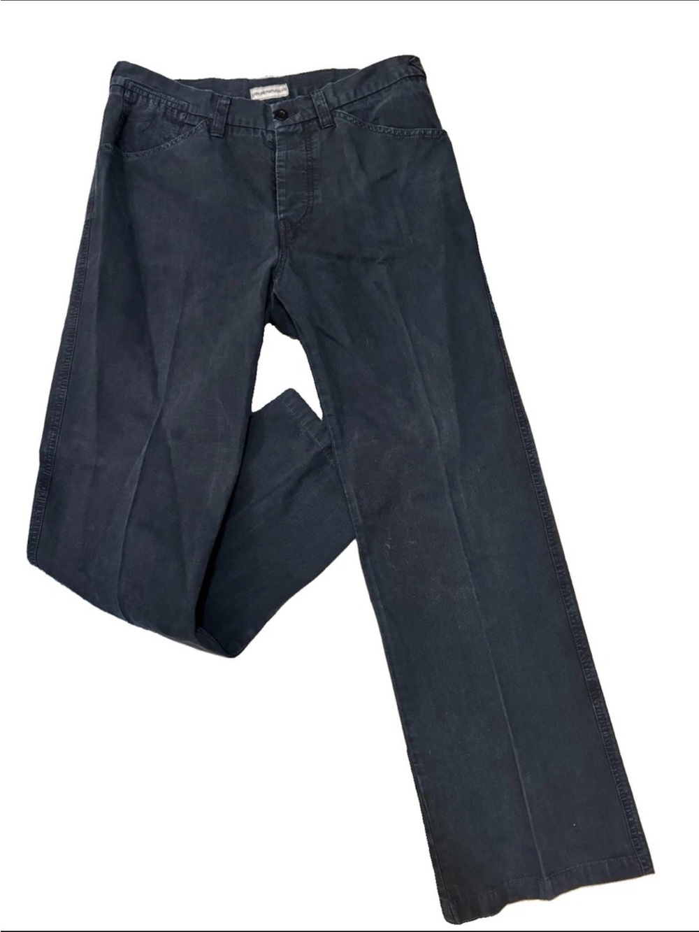 VTG Emporio Armani Mens Black Denim Jeans Size 36 Straight Cut Embroidered logo